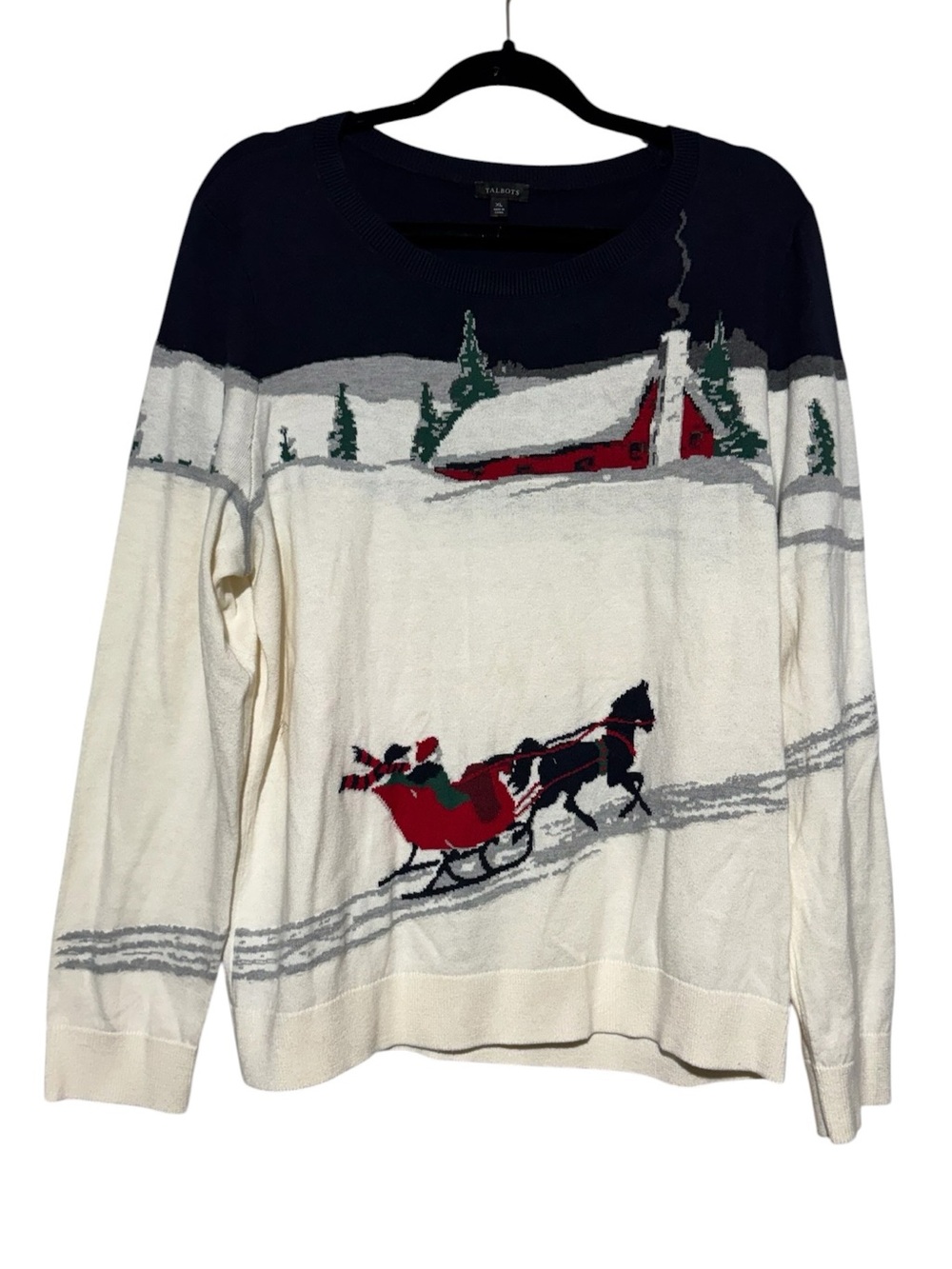 Talbots Ugly Christmas Sweater women Size XL Holiday Festive Slight Winter Snow